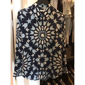 Equipment slim signature blouse in blue geo